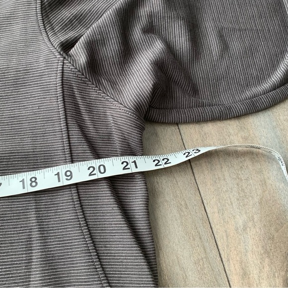 QOR Mens striped wool blend quarter snap button long sleeve shirt grey medium - Picture 6 of 6